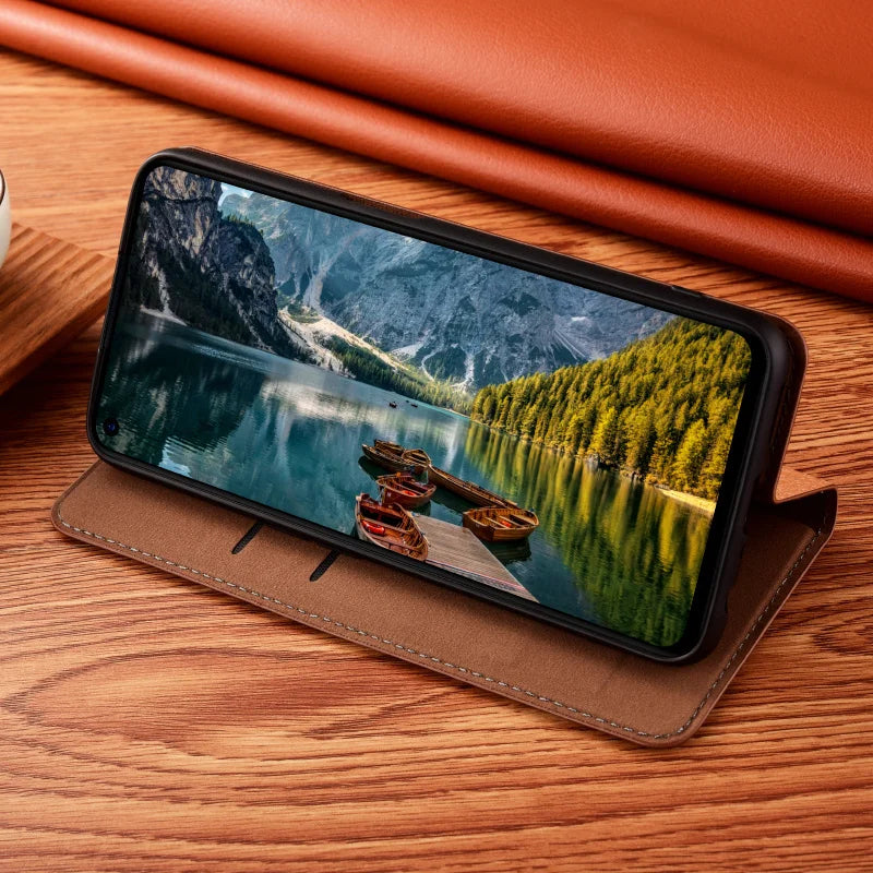 Genuine Leather Ostrich Texture Flip iPhone Cover