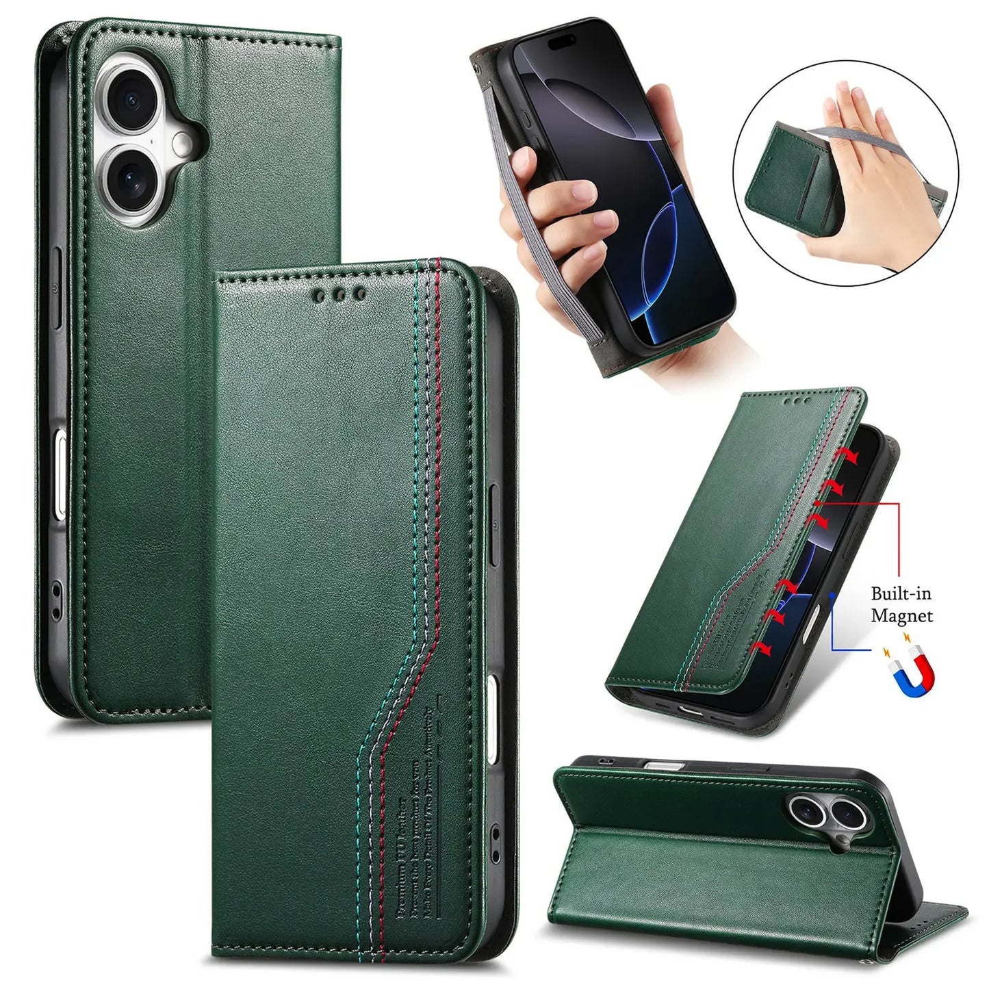 Vintage Leather Card Slot Flip Wallet iPhone Case