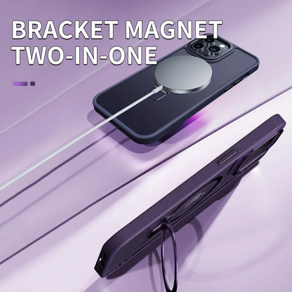 Funda mate MagSafe para iPhone con soporte metálico giratorio