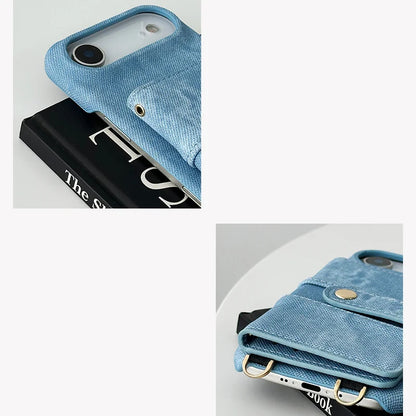 Funda cruzada antigolpes para iPhone con textura vaquera