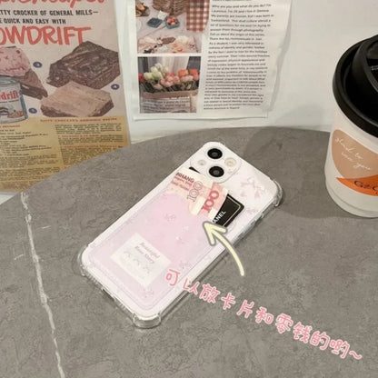 Soft TPU Aesthetic Floral iPhone Card Wallet Case