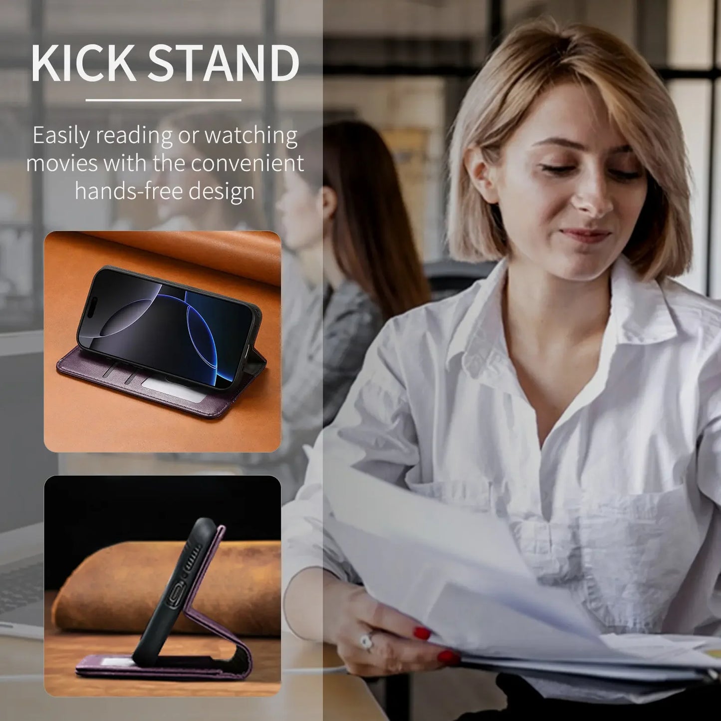 Vintage Leather Card Slot Flip Wallet iPhone Case