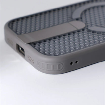 Funda MagSafe para iPhone con soporte y refrigeración en forma de panal