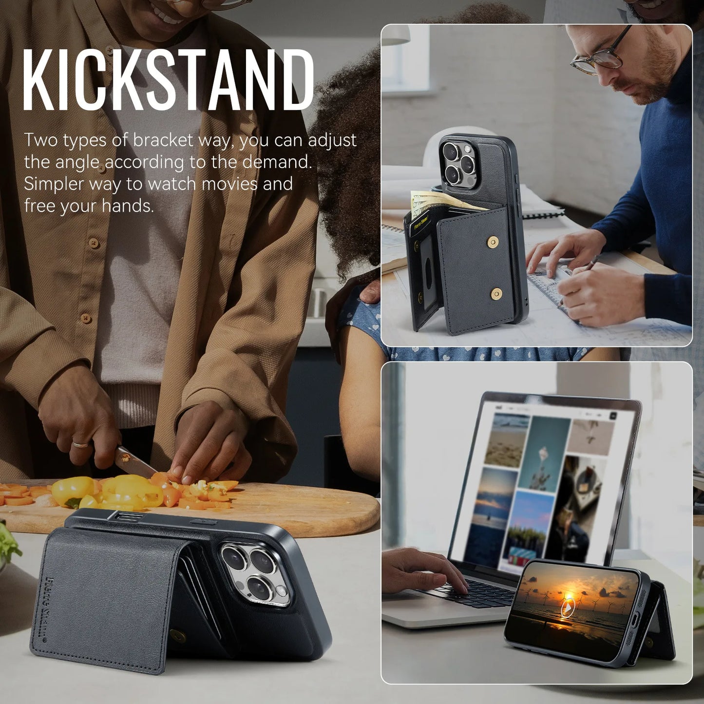 Premium Leather iPhone Case with Detachable Wallet