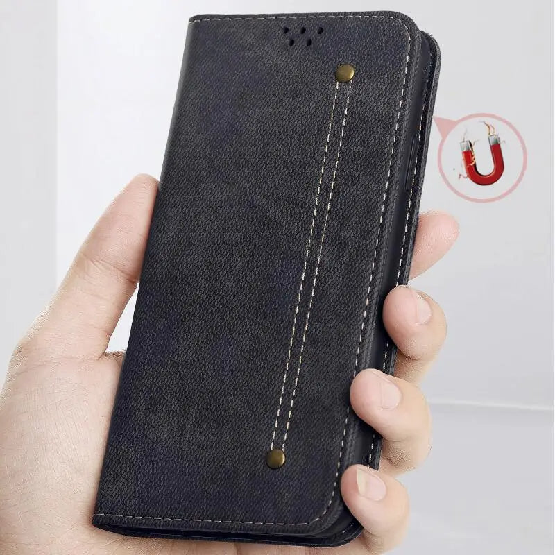 Denim Texture Leather iPhone Wallet Flip Case