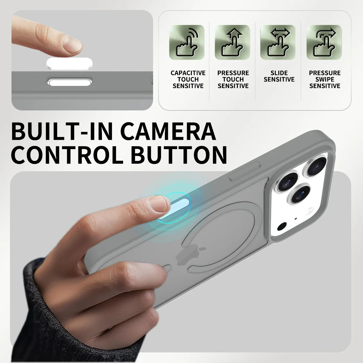 Funda translúcida mate MagSafe a prueba de golpes para iPhone