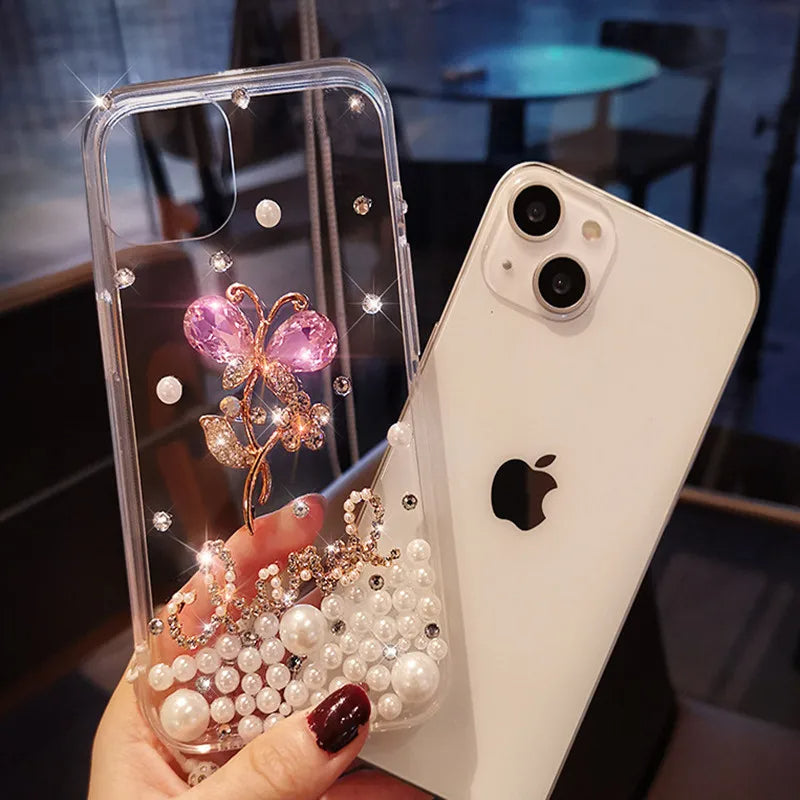 Fashion Sparkly Floral Diamond iPhone Soft Cover