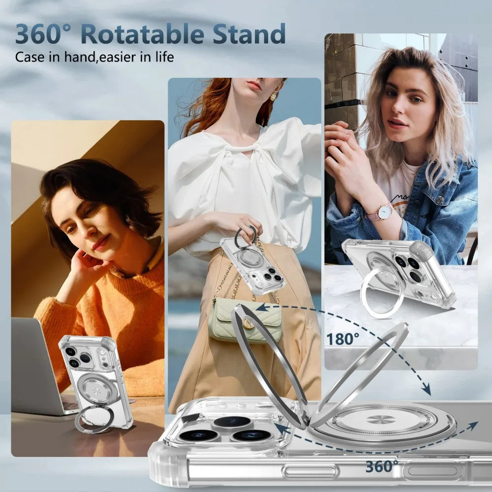 Magnetic Folding Stand Clear Armor iPhone Case