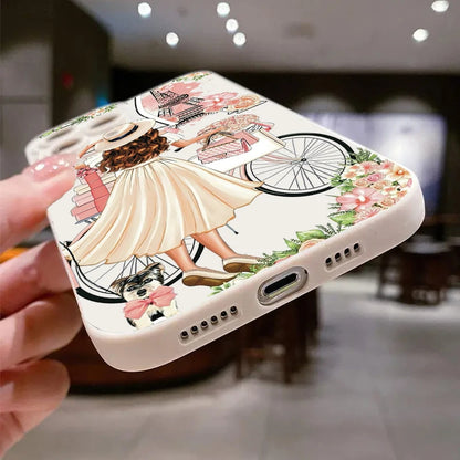 Funda mate suave para iPhone con diseño de flor de niña