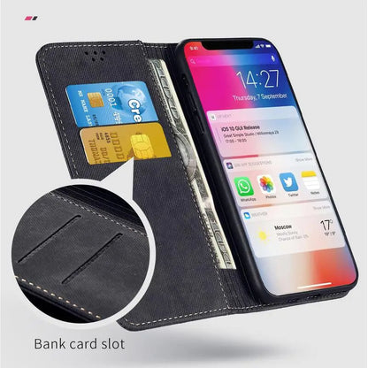 Denim Texture Leather iPhone Wallet Flip Case