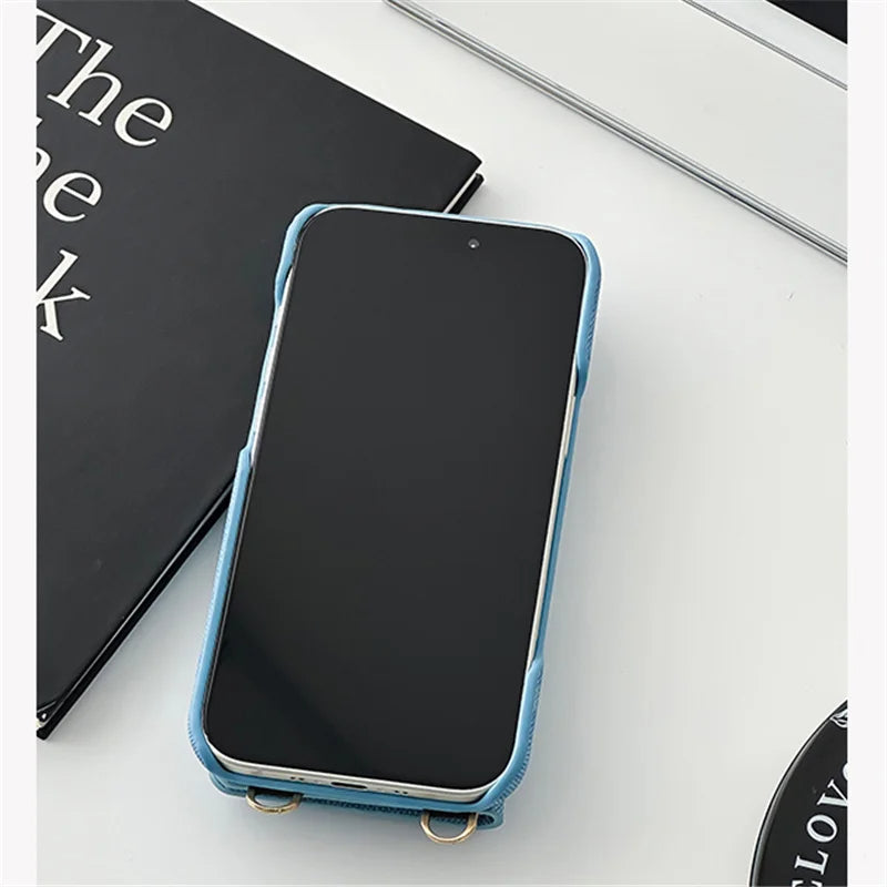 Funda cruzada antigolpes para iPhone con textura vaquera