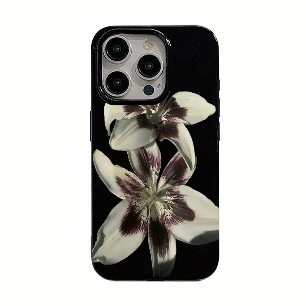 Funda blanda para iPhone con diseño floral retro estético y a prueba de golpes