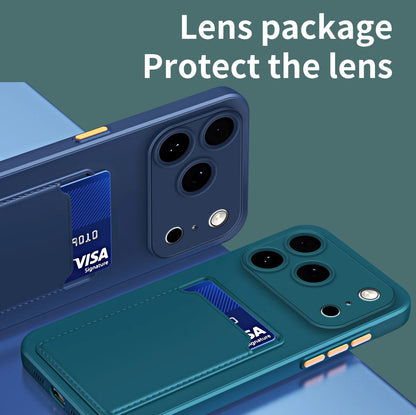 Candy Color Silicone iPhone Case with Card Slot