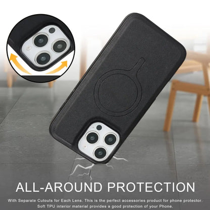 Elegante carcasa de cuero Magsafe para iPhone con protección