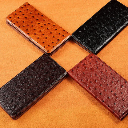 Genuine Leather Ostrich Texture Flip iPhone Cover