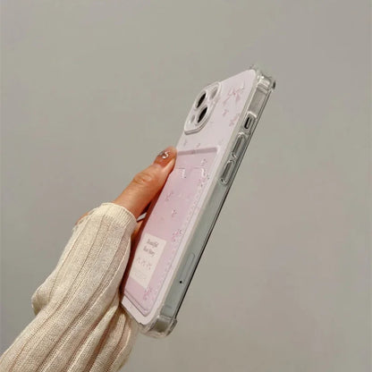 Soft TPU Aesthetic Floral iPhone Card Wallet Case