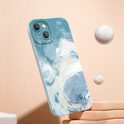 Funda protectora de silicona mate para iPhone con diseño de acuarela