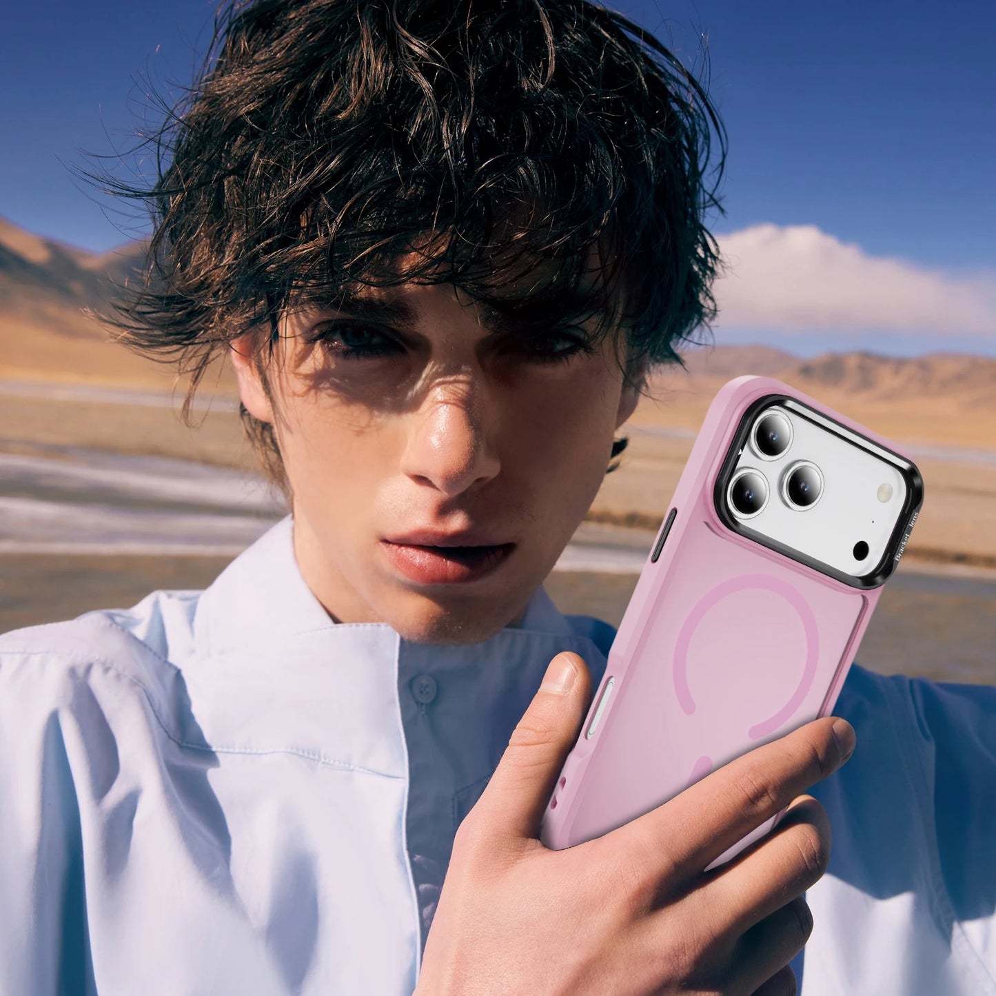 Funda acrílica MagSafe de grado militar para iPhone con soporte