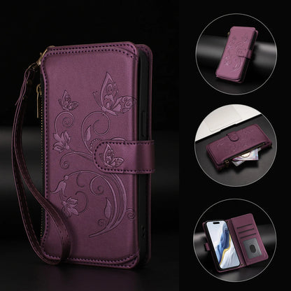 Elegant iPhone Flip Wallet Case with Floral Design