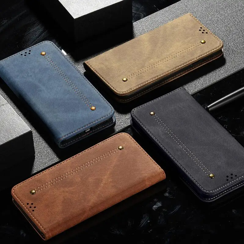Denim Texture Leather iPhone Wallet Flip Case