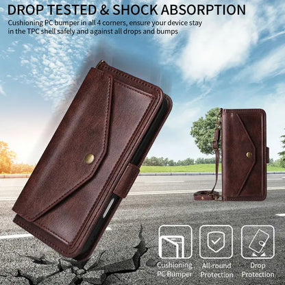 Multifunction iPhone Wallet Case with Shoulder Strap