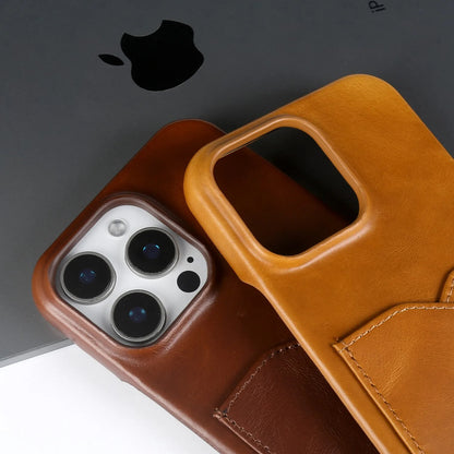 Premium Genuine Leather iPhone Case with Card Slot