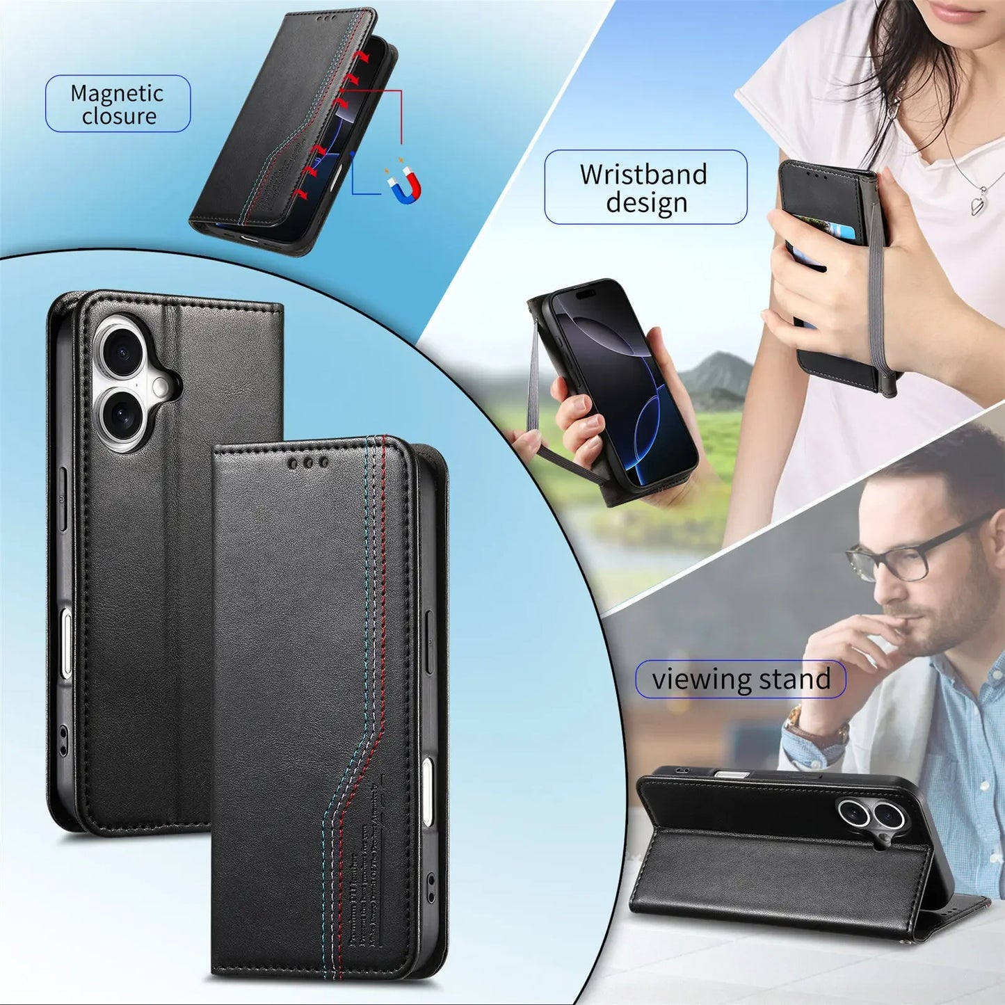 Vintage Leather Card Slot Flip Wallet iPhone Case