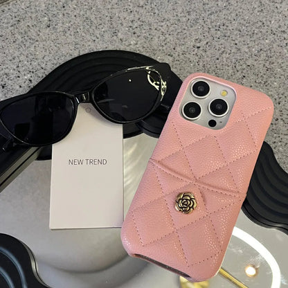 Iconic Quilted Camellia Card Slot iPhone Case