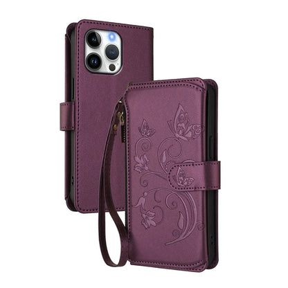 Elegant iPhone Flip Wallet Case with Floral Design
