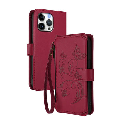 Elegant iPhone Flip Wallet Case with Floral Design