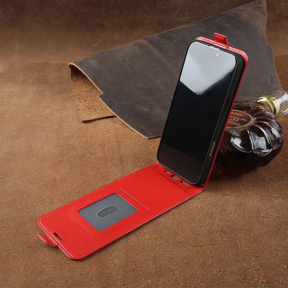 Full-Body Leather Flip iPhone Case with Card Slots