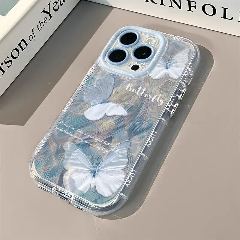 Funda protectora suave para iPhone con estampado de mariposas elegante