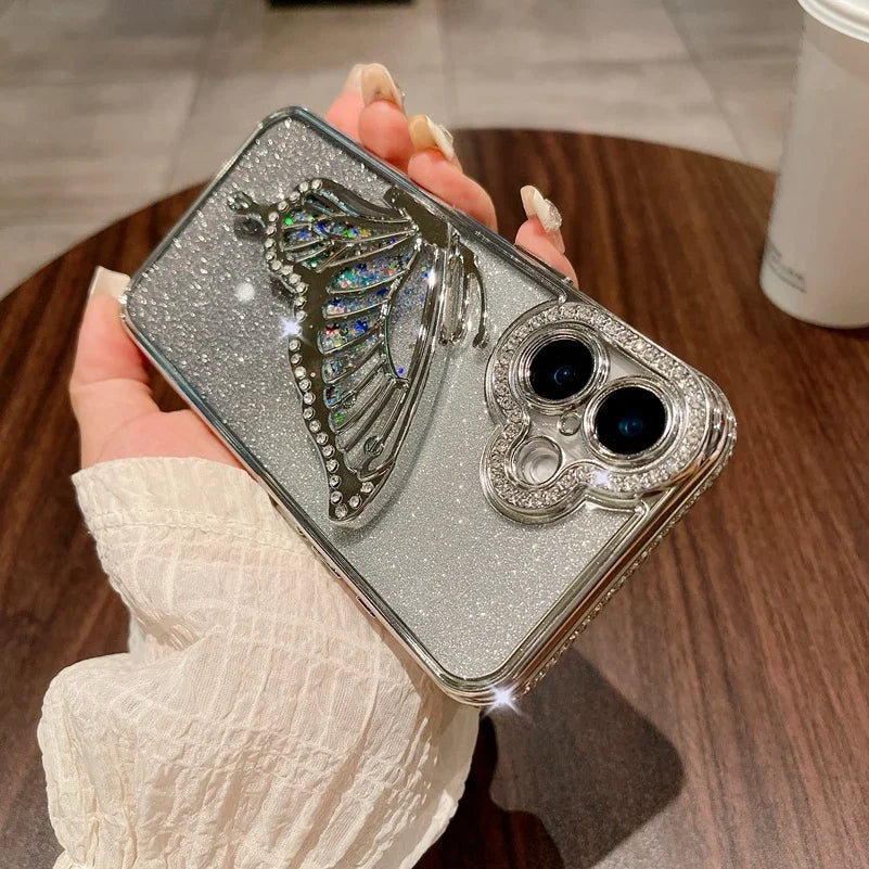 Sparkling Rhinestone 3D Butterfly Glitter iPhone Case