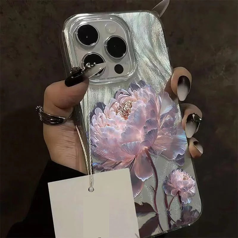 Luxury 3D Peony Lotus Design iPhone Cover