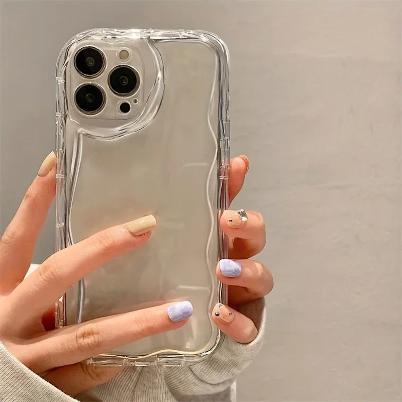 3D Wave Shockproof iPhone Case with Lens Protection