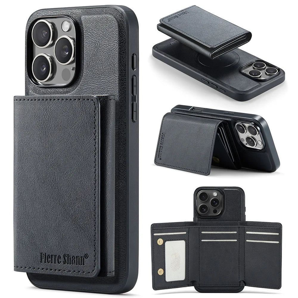 Premium Leather iPhone Case with Detachable Wallet