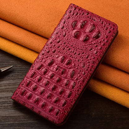 Funda tipo cartera para iPhone de piel de cocodrilo de primera calidad